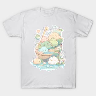 Foodiies Collection - Veggie Foodiies Taking A Deep Cleansing Bath Together | Kawaii Aesthetic Anime Food Design | PROUD OTAKU T-Shirt